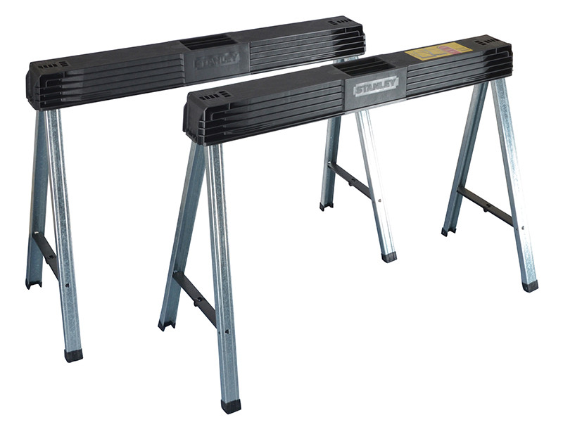 STANLEY STA197475 Folding Metal Leg Sawhorses (Twin Pack)