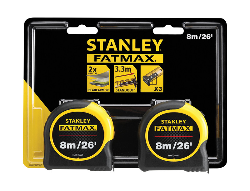 STANLEY STA581558 FatMax® Classic Tape Twin Pack 8m/26ft (Width 32mm)