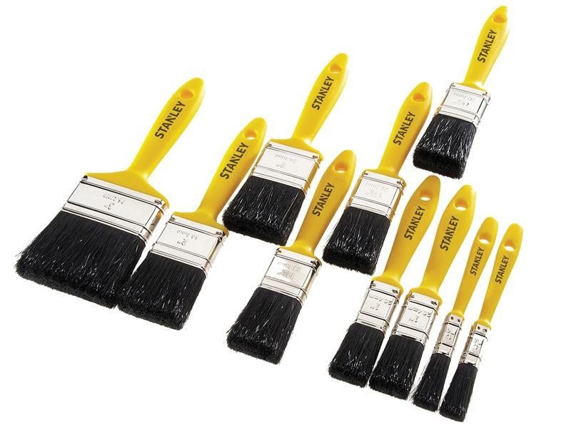 STANLEY STAHOBBY10 Hobby Paint Brush Set of 10 12(2) 25(2) 38(3) 50(2) & 75mm