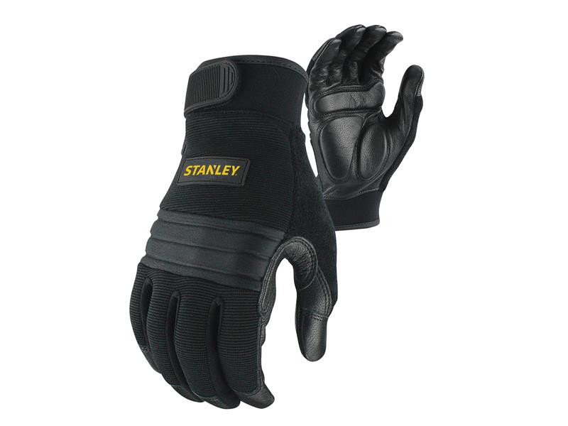 A pair of anti-vibration gloves with a padded palm and gel insert, designed to reduce hand-arm vibration exposure.