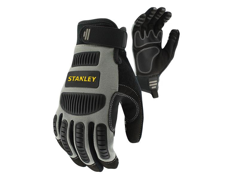 A pair of work gloves with a textured grip palm and adjustable wrist closure, designed for general site use.