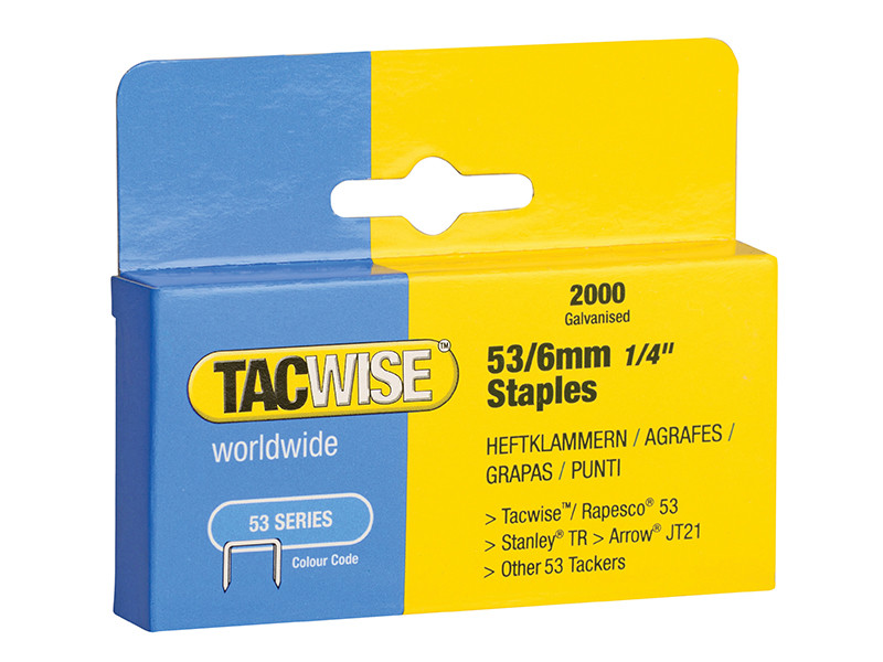Tacwise TAC0334 53 Light-Duty Staples (Type JT21  A)  (Pack 2000)