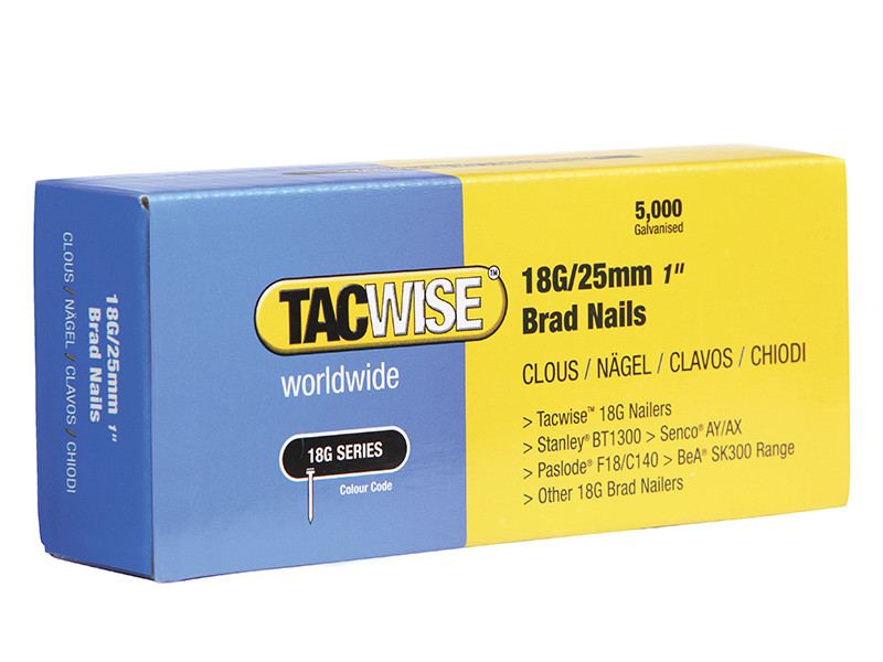 Tacwise Brad Nails 18 Gauge 25mm (Pack 5000)