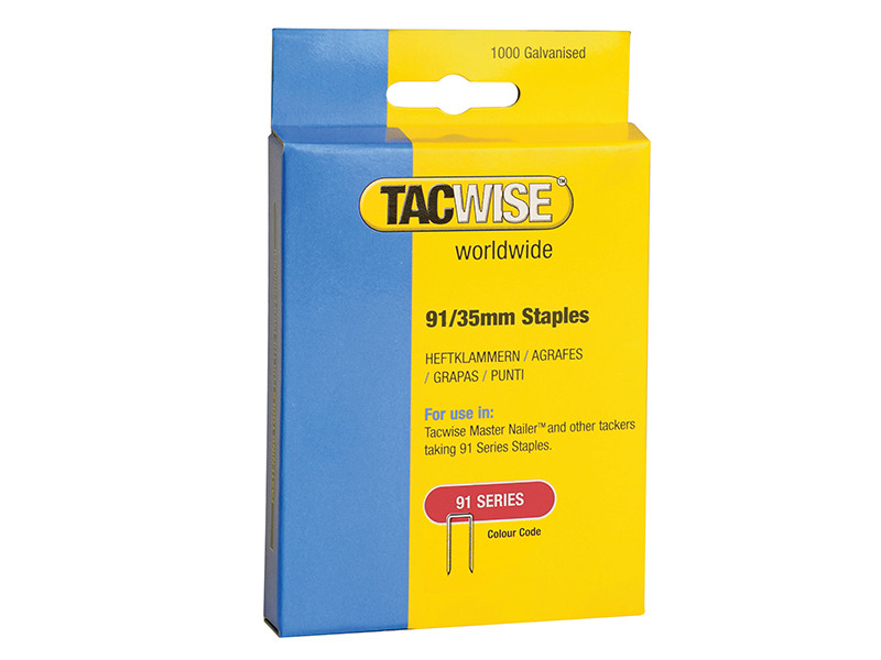 Tacwise TAC0746 91 Narrow Crown Staples - Electric Tackers (Pack 1000)