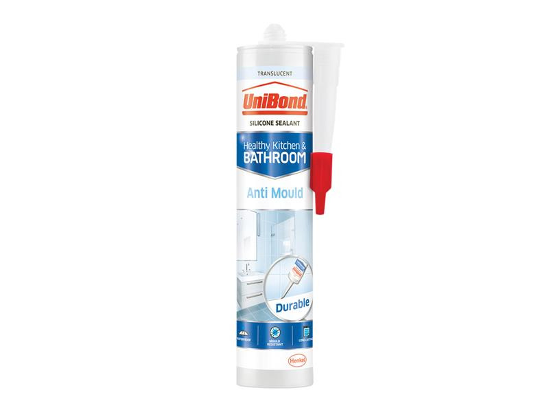 Unibond UNI2079323 Anti-Mould Kitchen & Bathroom Sealant Cartridge Translucent 274g