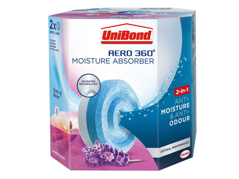 Unibond UNI2091273 Aero 360 Moisture Absorber Lavender Garden Refills (Pack 2)
