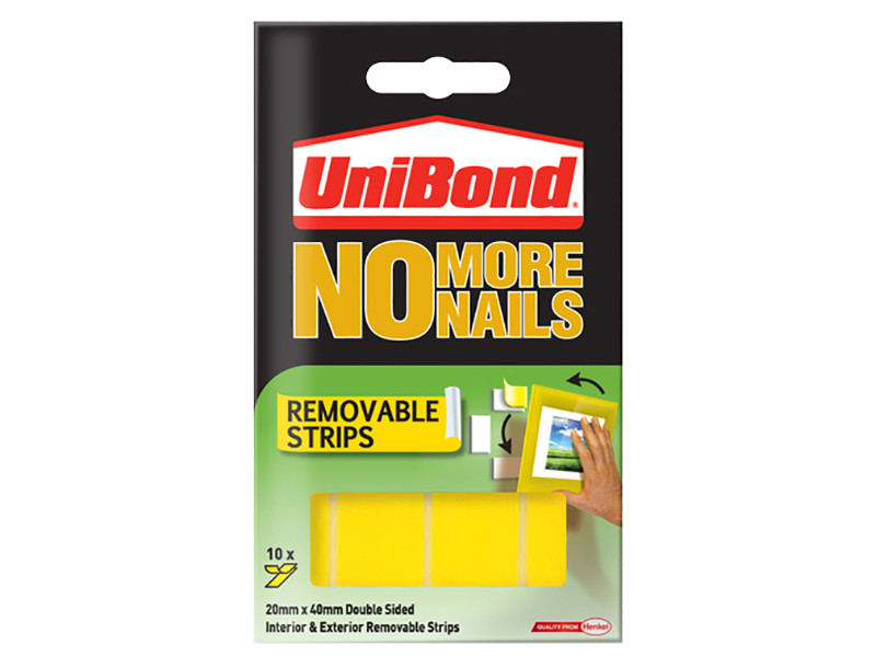 Unibond UNI781739 No More Nails Removable Pads 19mm x 40mm (Pack of 10)