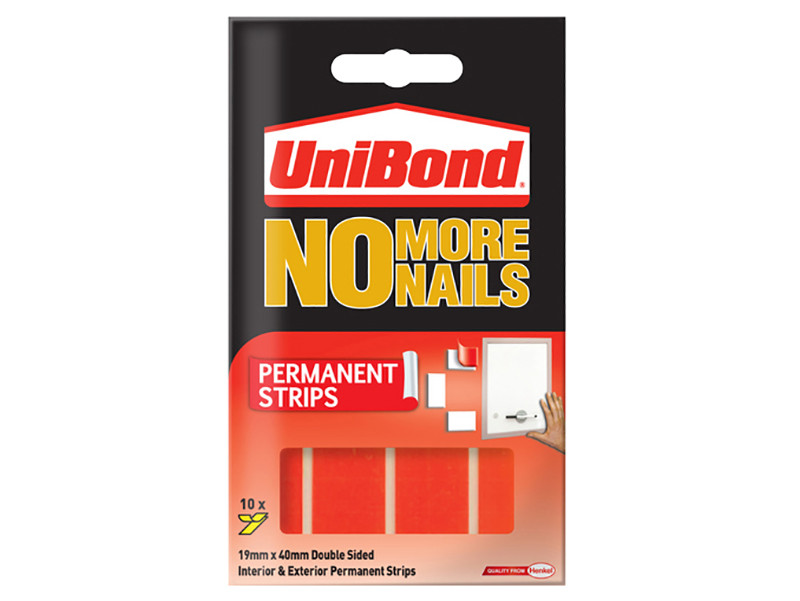 Unibond UNI781740 No More Nails Permanent Pads 19mm x 40mm (Pack of 10)