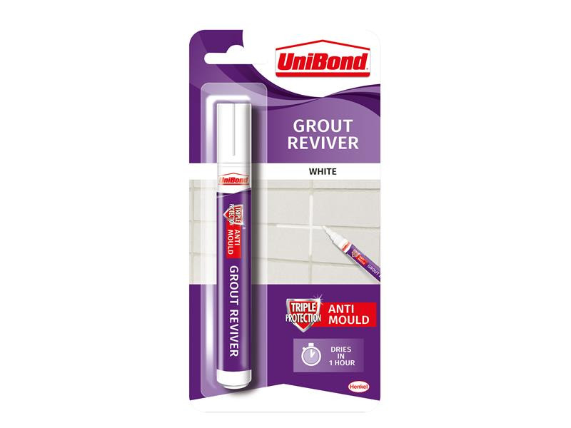 Unibond UNI998703 Triple Protect Grout Reviver Wall Pen 7ml Ice White