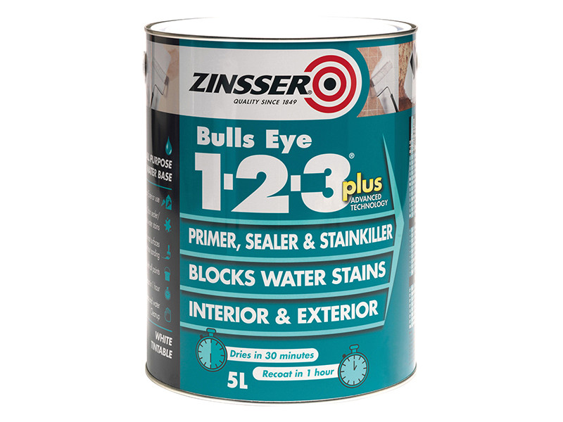 Zinsser ZINBE1235L Bulls Eye® 1-2-3 Plus Primer, Sealer & Stain Killer White