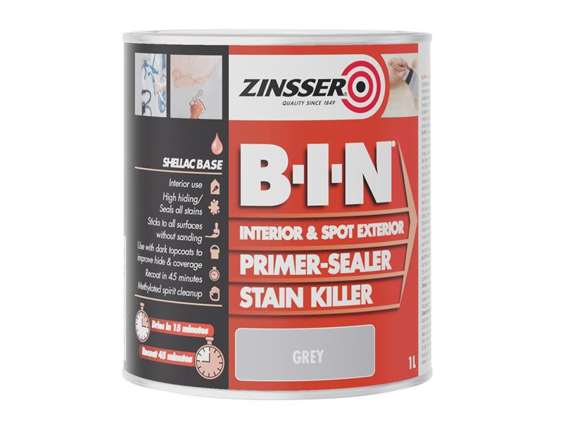 Zinsser ZINBING1L B.I.N® Primer, Sealer & Stain Killer Paints Grey