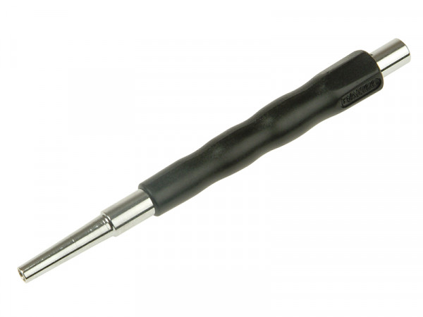 A metal and black plastic hand tool with a textured grip and tapered tip, typically used as a pin punch or alignment tool for mechanical or automotive tasks.