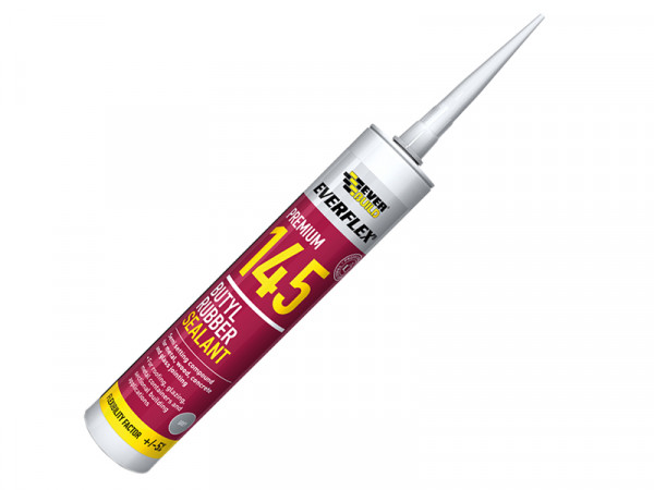 A 300ml cartridge of Everbuild grey flexible acrylic sealant for sealing gaps around door and window frames and skirtings.,