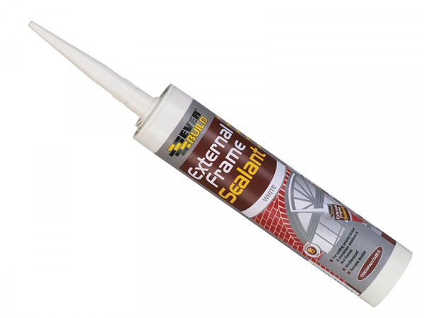 A 290ml cartridge of Everbuild white flexible acrylic sealant for sealing gaps around door and window frames and skirtings.,