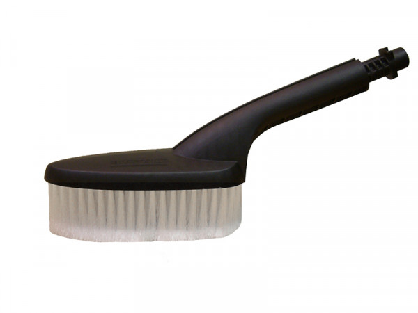 A brush with natural or synthetic bristles and an ergonomic handle, for applying coatings or cleaning surfaces.