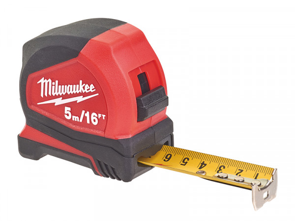 A red and black Milwaukee cordless power tool, with an ergonomic grip, designed for use on construction and maintenance tasks.