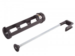 A black and silver bike wheel skewer with a quick-release lever, shown separated from its matching bike axle mount on a white background.