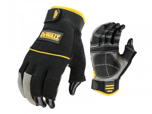 A pair of work gloves with a textured grip palm and adjustable wrist closure, designed for general site use.