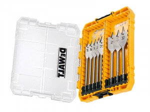 A yellow and black DEWALT cordless drill driver with a keyless chuck and variable-speed trigger, for drilling and screw driving.