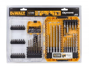 A yellow and black DEWALT cordless drill driver with a keyless chuck and variable-speed trigger, for drilling and screw driving.