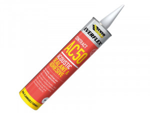A cartridge of Everbuild white flexible acrylic sealant for sealing gaps around door and window frames and skirtings.,