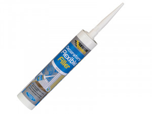 A 290ml tub of Everbuild ready-mixed filler with a smooth white consistency, for repairing cracks and holes in plaster, timber, and masonry.