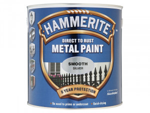Hammerite HMMSFS25L Direct to Rust Smooth Finish Metal Paint Silver 2.5 Litre