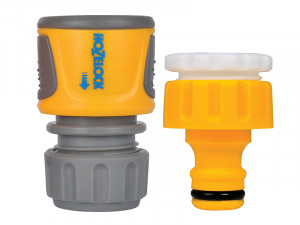 A hose or pipe fitting in metal or plastic, for connecting and sealing fluid lines in plumbing and site applications.