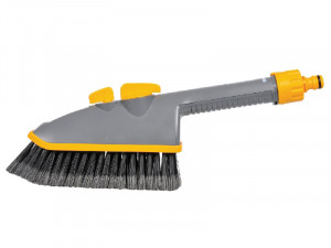 A brush with natural or synthetic bristles and an ergonomic handle, for applying coatings or cleaning surfaces.