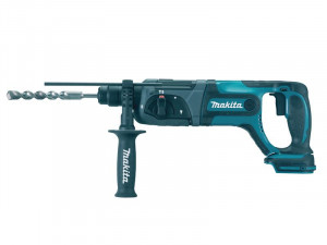 A teal and black Makita cordless SDS-Plus rotary hammer drill with 18V hammer, rotation, and chisel modes, for drilling and chiselling into concrete and masonry.