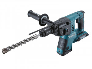 A teal and black Makita cordless SDS-Plus rotary hammer drill with 36V hammer, rotation, and chisel modes, for drilling and chiselling into concrete and masonry.