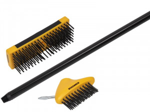 A brush with natural or synthetic bristles and an ergonomic handle, for applying coatings or cleaning surfaces.