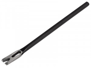 A hardened steel chisel with a bevelled cutting edge and a square-section body, for cutting stone, brick, or timber.