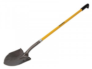 A Roughneck long rounded-bladed spade with a steel blade and a wooden or fibreglass shaft, for general digging work.