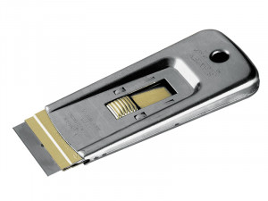 A Stanley hand tool with a metal working end and an ergonomic handle, designed for general construction and maintenance tasks.