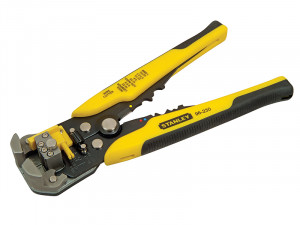 A pair of Stanley pliers with hardened steel jaws and insulated handles, for gripping and bending work.
