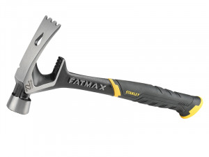 A hammer with a steel head and a steel-handled handle, for general fastening and construction use.