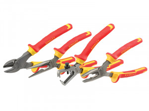 A pair of Stanley pliers with hardened steel jaws and insulated handles, for gripping and bending work.