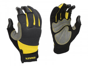 A pair of work gloves with a textured grip palm and adjustable wrist closure, designed for general site use.
