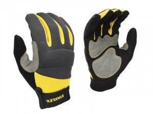 A pair of work gloves with a textured grip palm and adjustable wrist closure, designed for general site use.