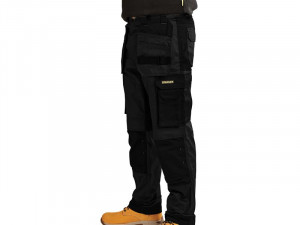 A pair of work trousers designed for use on construction sites and in industrial work environments.,