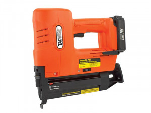 A None cordless nail gun with 18V a magazine feed and safety tip, for driving nails quickly in timber framing and carpentry.
