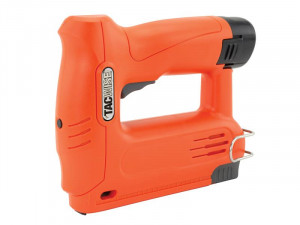 A None cordless nail gun with 12V a magazine feed and safety tip, for driving nails quickly in timber framing and carpentry.