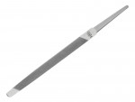 A flat metal file with a tapered end and textured surface, used for smoothing or shaping materials such as metal or wood. The file is silver-gray and shown against a white background.