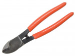 A pair of wire cutters with orange plastic-coated handles, shown against a white background.