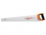 A Bahco ProfCut saw with a straight, silver blade featuring large jagged teeth and an orange and black ergonomic handle, designed for efficient cutting.