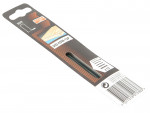 A pack of Bahco 302-53W-12P jigsaw blades in black and orange packaging, showing product information, a barcode, and an image of a wood surface.