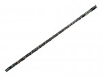 A bundle of black incense sticks tightly bound together with thin gold-colored strings, arranged in a neat, straight line on a white background.