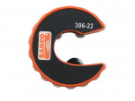 A circular, orange and black Bahco pipe cutter with a C-shaped design, featuring the model number 306-22 and the Bahco logo on its side.