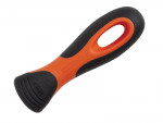 A black and orange ergonomic plastic handle with a large oval hole, designed for attaching to a tool or utensil.